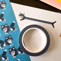 Image 3 of Grey Tabby Washi Tape w/ Matching Sticker Ends!