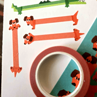 Image 3 of Wiener Dog Washi Tape w/ Matching Sticker Ends!