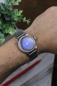 Image 4 of 1990s Oris Big Crown Pointer Date 7463 - Rare Blue Guilloche Dial - Automatic - Freshly Serviced