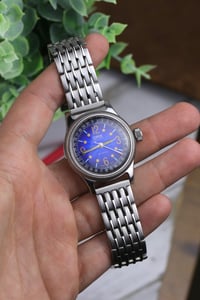 Image 1 of 1990s Oris Big Crown Pointer Date 7463 - Rare Blue Guilloche Dial - Automatic - Freshly Serviced