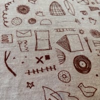 Image 3 of Set of 2 "Bird-Fish" Linen Napkins  in Cutch