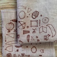 Image 2 of Set of 2 "Bird-Fish" Linen Napkins  in Cutch
