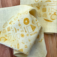Image 4 of Set of 2 "Bird-Fish" Linen Napkins  Weld