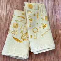 Image 3 of Set of 2 "Bird-Fish" Linen Napkins  Weld