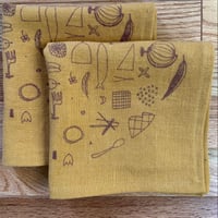 Image 3 of Set of 2 "Bird-Fish" Linen Napkins in Cochineal