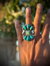Turquoise cluster with bumps outs ring .