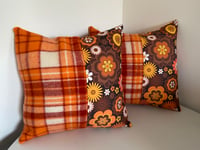 Image 1 of Orange Flower Power Cushions