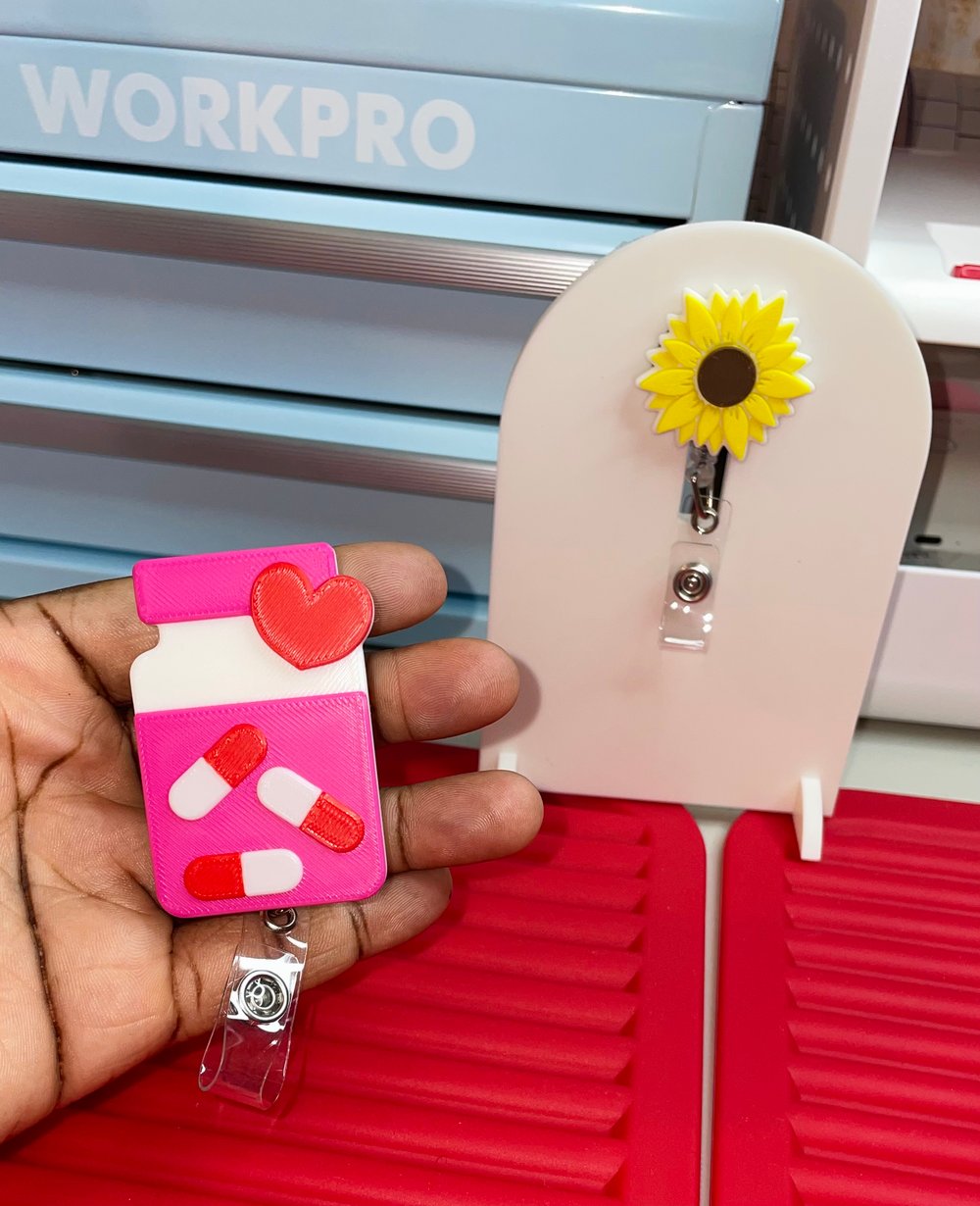 Image of Pill bottle reel badge holder