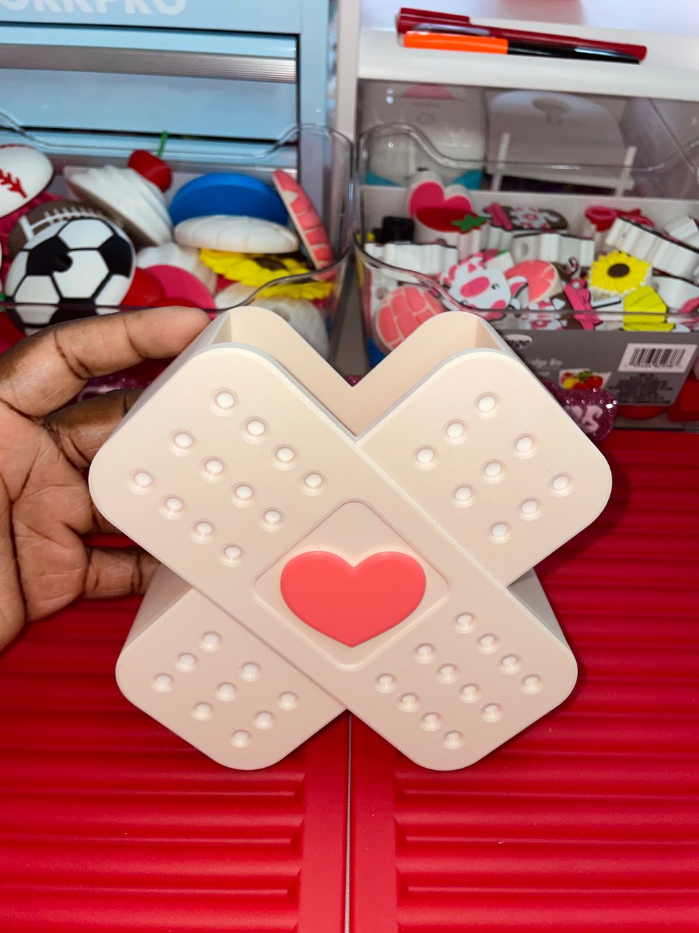 Image of Heart bandage pen/pencil holder