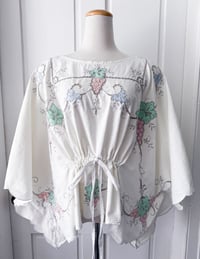 Image 3 of Upcycled Vintage Embroidered Table Cloth Bohemian Top