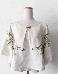 Image 1 of Upcycled Linen Table Cloth Bohemian Crop Top