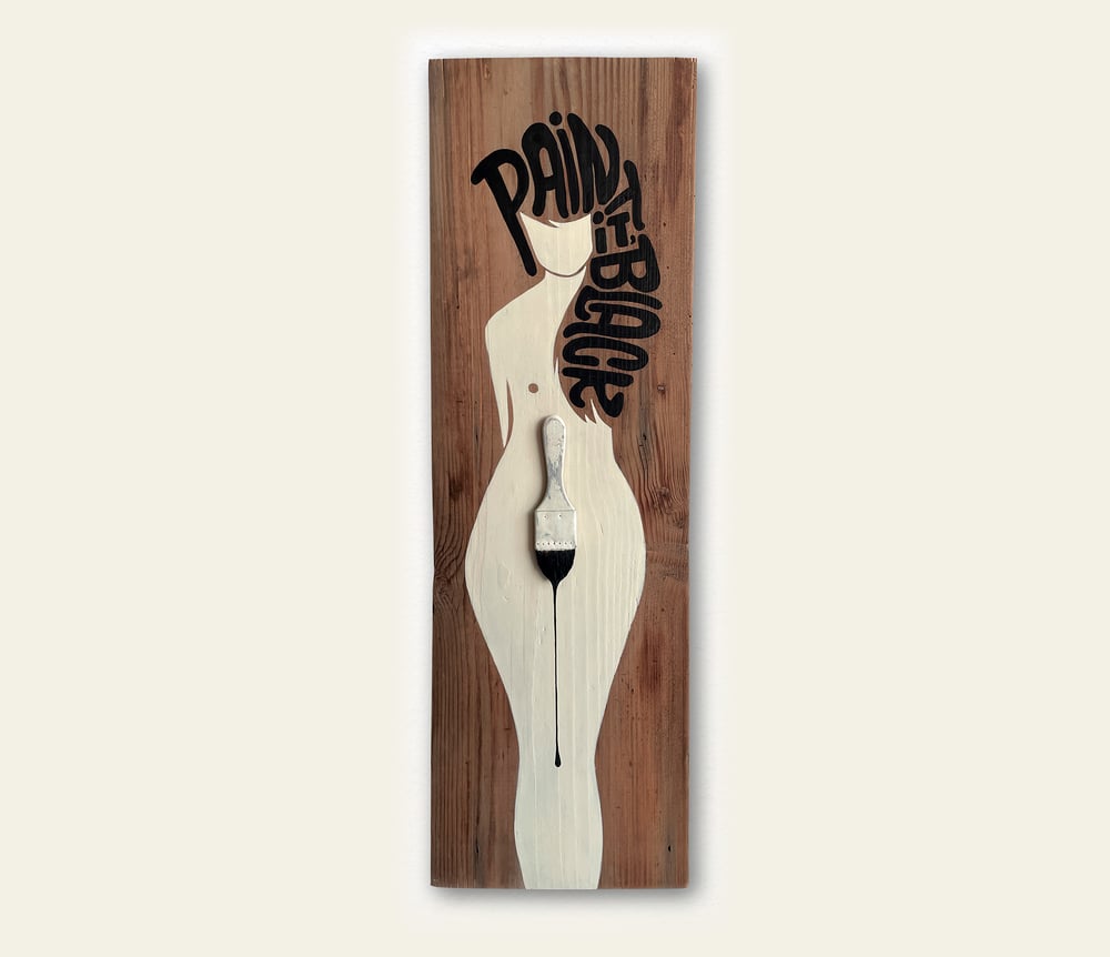 Image of Peinture originale sur bois "Paint it, Black"
