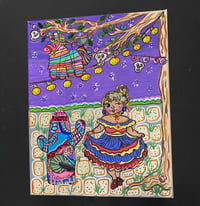 Image 1 of Mixed media painting of a Fiesta with Señorita