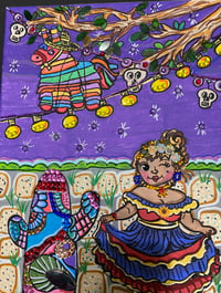 Image 3 of Mixed media painting of a Fiesta with Señorita