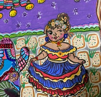 Image 6 of Mixed media painting of a Fiesta with Señorita
