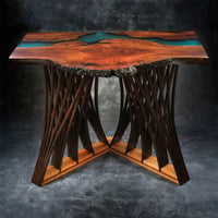 Image 1 of One-of-a-Kind Cherry Burl Epoxy River Table -