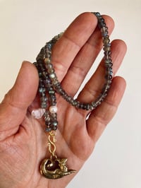 Image 3 of Baroque Sea-Goat pendant with labradorite strand