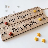 Personalised Oak Wooden Teacher Ruler Bookmark 