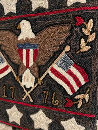Image 3 of Patriotic Eagle Primitive Punch Needle Decorative Folk Art Mat/Mini Rug~~