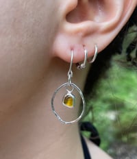 Image 3 of Honey sea glass drop earrings 
