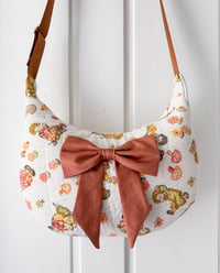 Image 1 of Upcycled Raggedy Anne Baby Quilt Crescent Shoulder Bag 