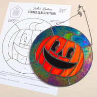 Image 2 of Stained Glass Jack o' Lantern Suncatcher