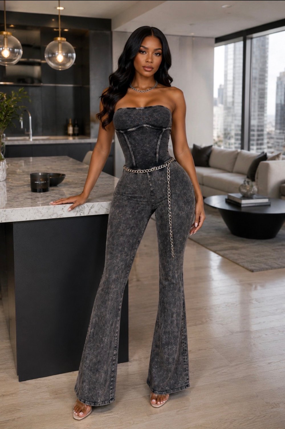 Image of JOURNEE JUMPER-acid wash black 