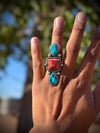 Red Spiny and Sleeping beauty turquoise Ring 