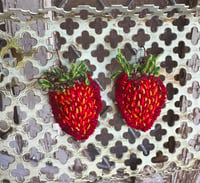 Image 3 of Stitched Strawberry Earrings