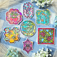 Image 1 of Stained Glass Window-style Holographic Stickers