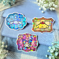 Image 1 of Sanrio Friends Stained Glass Holographic Stickers