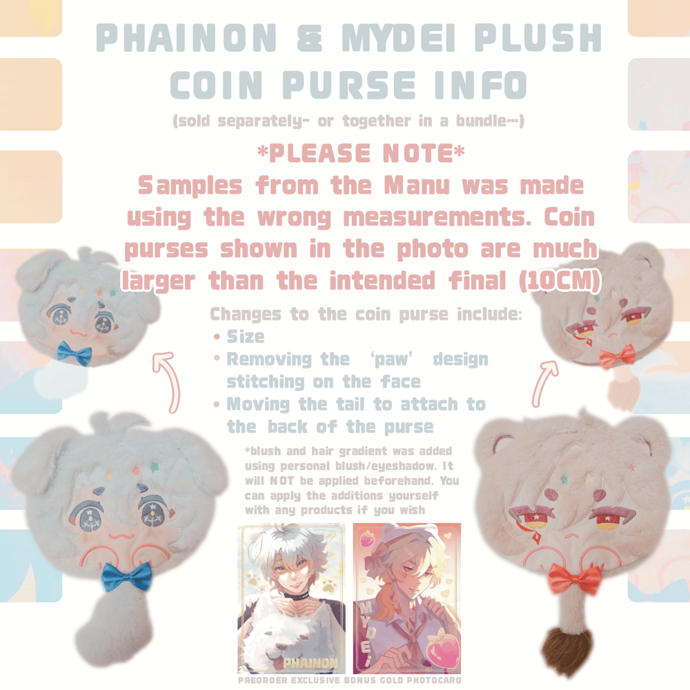 Image of PREORDER HSR ANAXA PLUSH / PHANON & MYDEI COIN PURSE