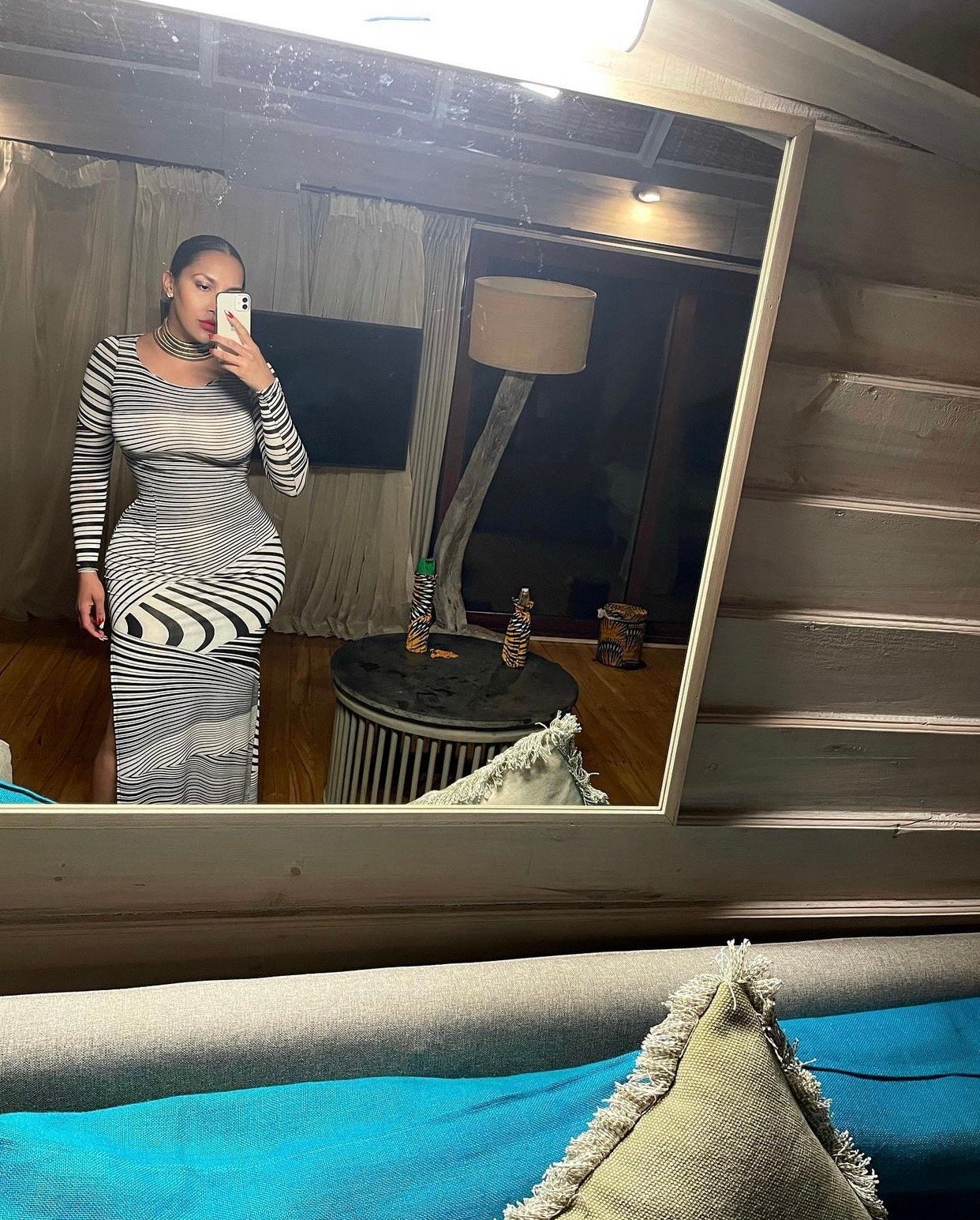 Image of RIVER ISLAND STRIPED MAXI DRESS WITH SLIT (UK 6)