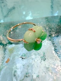 Image 2 of 14k solid gold A grade Jade plumeria ring