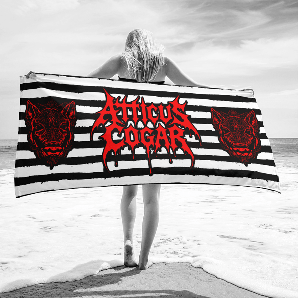 Image of Atticus Cogar "Pinstripe Bars" Beach Towel