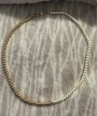 Image 2 of Half Pearl Half Gold Necklace 