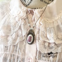 Petite Embroidery Dusty Pink Roses Necklace