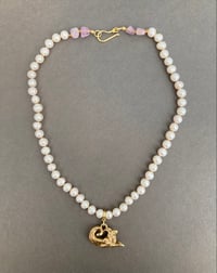 Image 1 of Baroque Sea-Goat with pearls and amethyst