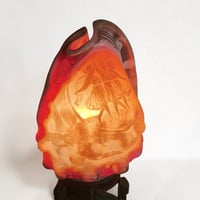Image 5 of Lampe Veilleuse Coquillage Camée Sculpté Les Trois Grâces sur socle bronze fin XIXe
