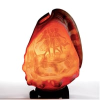 Image 4 of Lampe Veilleuse Coquillage Camée Sculpté Les Trois Grâces sur socle bronze fin XIXe