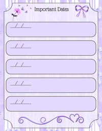 Image 6 of Digital Download Purple Cottagecore Journal Pages, printable stationery, notes, gift, flower, bow
