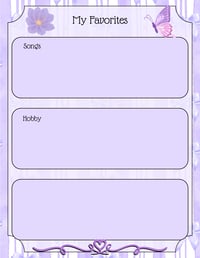Image 8 of Digital Download Purple Cottagecore Journal Pages, printable stationery, notes, gift, flower, bow