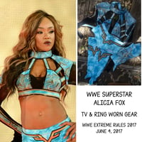 RING WORN WWE SUPERSTAR ALICIA FOX TEAL PRINT GEAR FROM WWE EXTREME RULES 2017 PPV