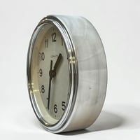Image 3 of 25 cm  - Horloge LEPAUTE industrielle aluminium poli miroir - Pendule LEPAUTE f...