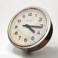 Image 4 of 25 cm  - Horloge LEPAUTE industrielle aluminium poli miroir - Pendule LEPAUTE f...
