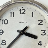 Image 5 of 25 cm  - Horloge LEPAUTE industrielle aluminium poli miroir - Pendule LEPAUTE f...