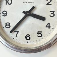 Image 6 of 25 cm  - Horloge LEPAUTE industrielle aluminium poli miroir - Pendule LEPAUTE f...