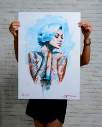 Image 1 of  "BLUE HAIR WATERCOLOUR VERSION" Extremely Limited Edition Giclee Print
