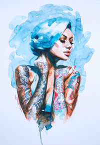 Image 2 of  "BLUE HAIR WATERCOLOUR VERSION" Extremely Limited Edition Giclee Print