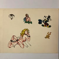 Image 1 of 1980’s hand drawn hand colored bondage flash sheet 